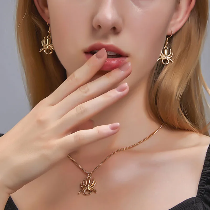 2021 модное ожерелье в комплекте серьги стиле Диабло цвет золото металлические