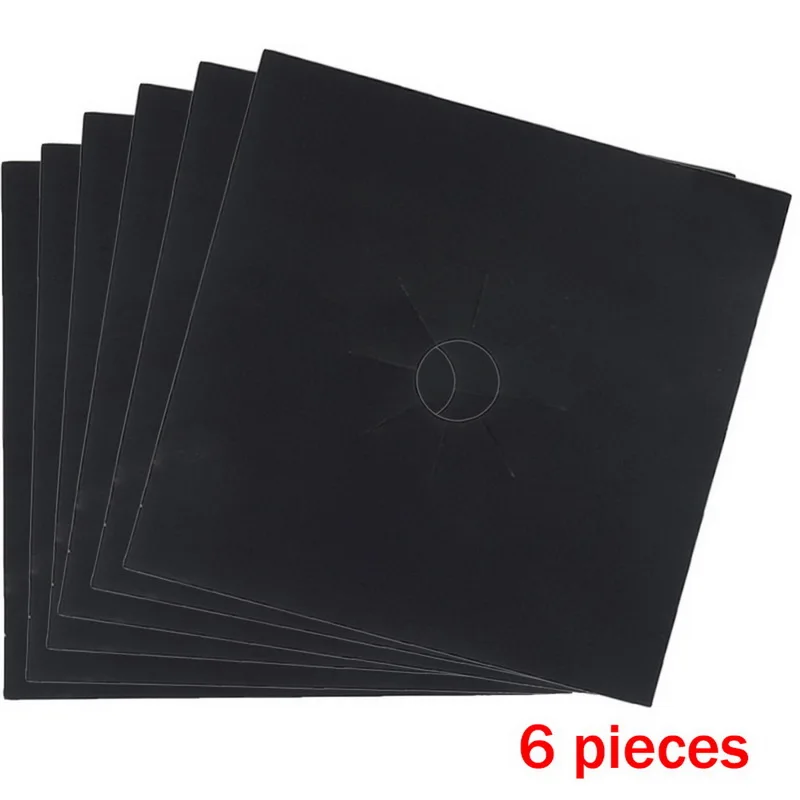 6pcs black 2/4/6 шт. газовых плит горелки Стекло волокна газовый протекторы для плиты плита горелки антипригарным Pad Кухня многоразовая плита чехлы - Цвет: 6pcs black