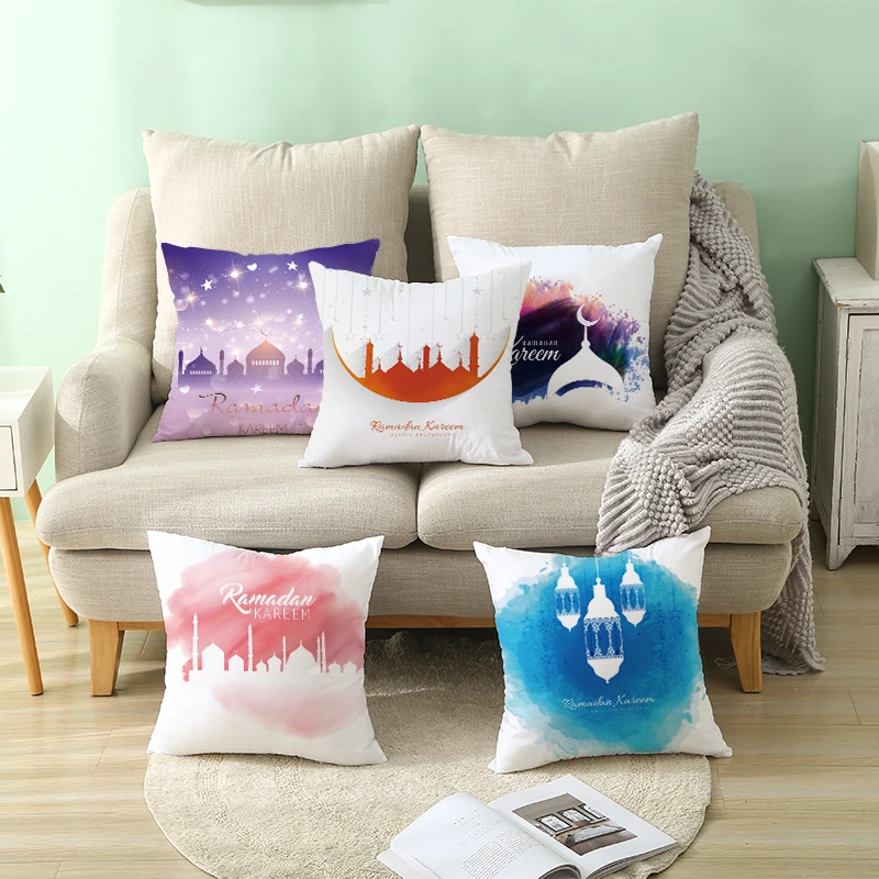 

Sholisa Muslim Cushion Cover Polyester Moslem Mosque Cojines Pillowcase Ramadan Throw Pillow cover for Sofa 45*45cm