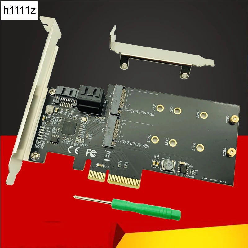 SATA Raid контроллер M.2 PCI Express карта 2 порта SATA3.0 6 Гбит/с + NGFF SSD B Ключ Поддержка RAID0 RAID1