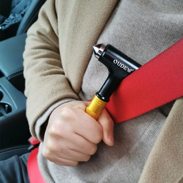 

Car safety hammer, safety belt breaker, safety belt cutter, non-slip handle emergency escape tool