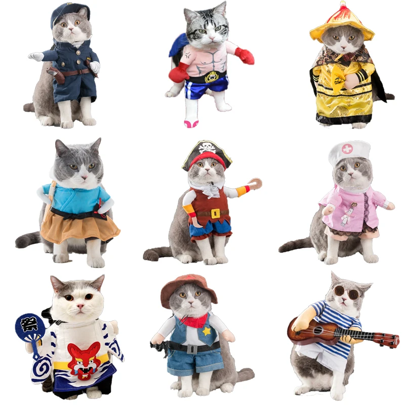 Cat Cosplay Suit For Cats Clothes Firecrackers Corsair Cowboy Cute Costumes Pirate Things Fancy Kitty Funny Dog Hat Accessories images - 6