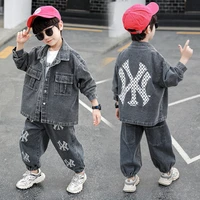 new jean spring autumn childrens clothes set baby boys coat pants 2pcsset kids costume teenage girl clothing high quality