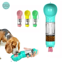 portable pet dog water bottle feeder drinking bowl food storage dispenser poop bags scooper for puppy walking