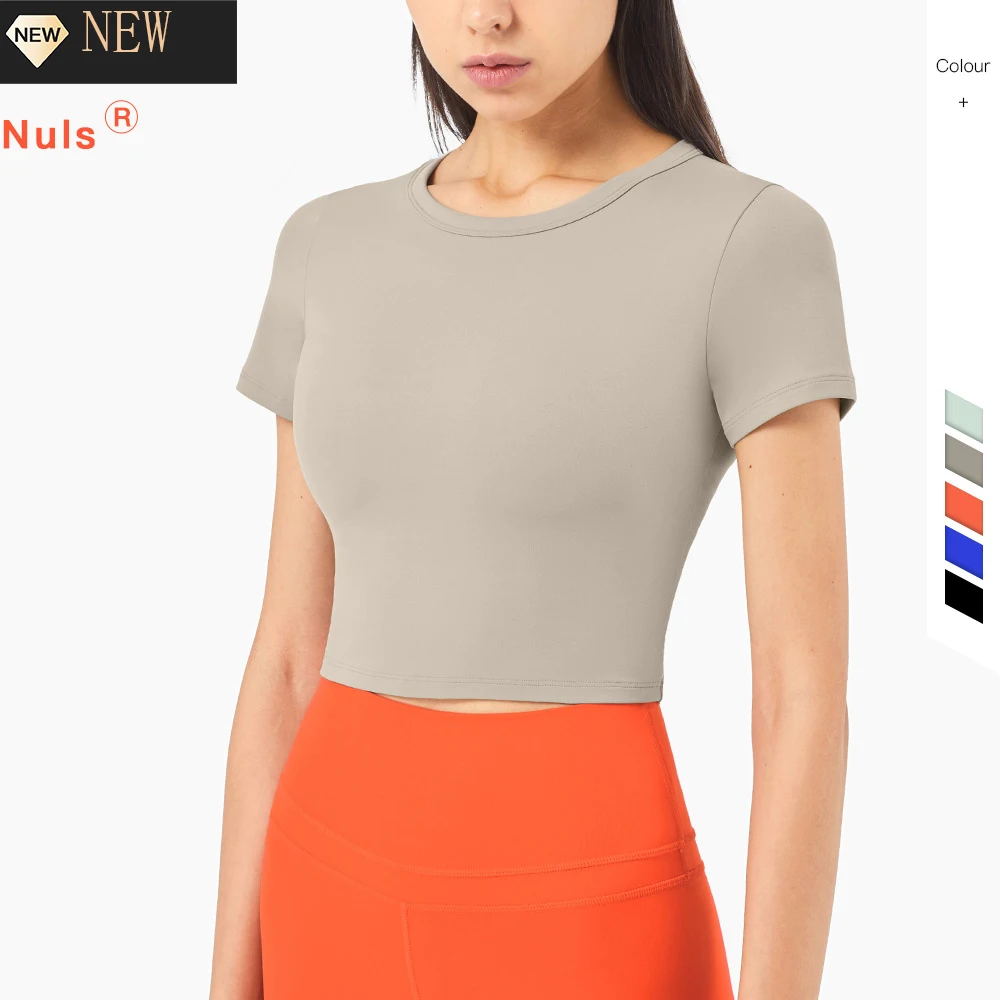 

New 2021 Nude Lulu Yoga T-shirt For Women Sports Sleeves Sportswear Fitness Shirt Sports Top Short Sleeve T-shirt Push Up Tights