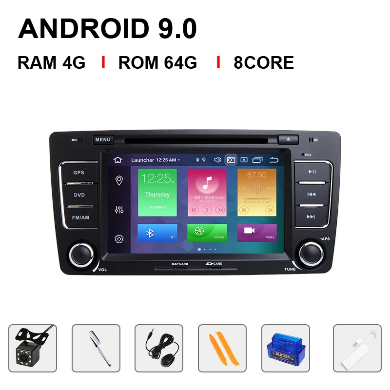 64ROM Carplay OBDCam Ips DSP 4G 64G 8 Core 2 Din Android 9,0 автомобильный Радио dvd-плеер для Skoda Octavia 2 3 A 5 A5 Yeti Мультимедиа gps Навигация стерео - Цвет: 64ROM Carplay OBDCam