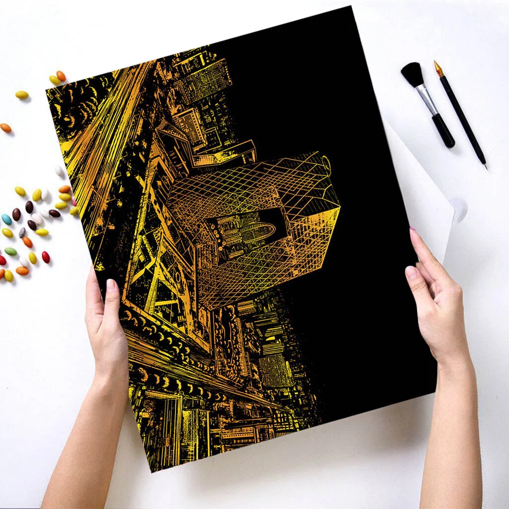 Прямая поставка живопись по номерам золото царапины искусство для подростков