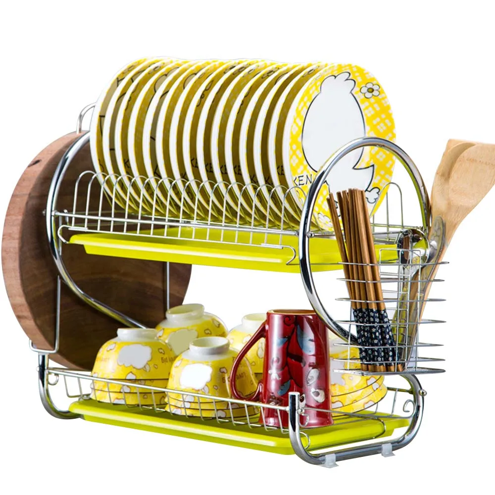 Набор посуды из нержавеющей стали 2 уровневый хромированный кухонный органайзер