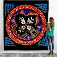 kiss rockroll all nite party 3d quilt blanket for kids adult bedding throw soft warm thin blanket with cotton quilt style 2