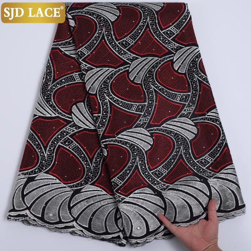 

SJD LACE New African Dry Lace Fabric With Stones Swiss Voile Lace In Switzerland Embroidery Nigeria Lace Fabric For Man SewA2207