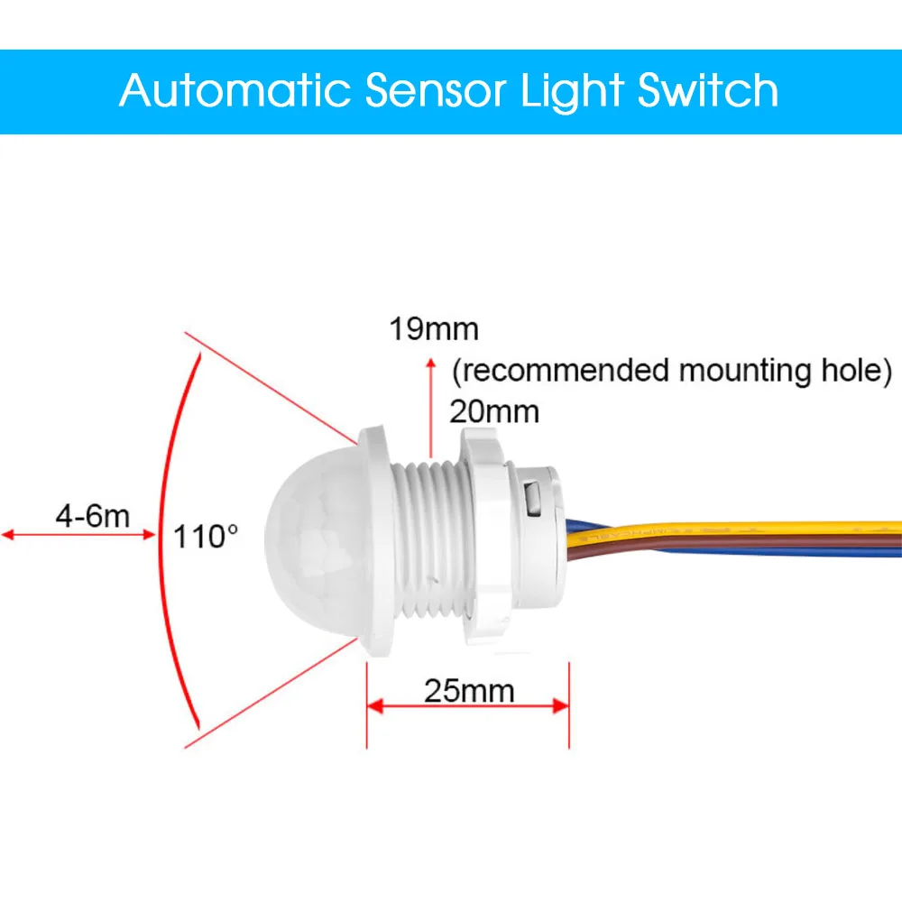 LED 110V 220V PIR Инфракрасный Motion Sensor Switch Auto On Off Light Switch PIR Sensor Detector Smart Switch