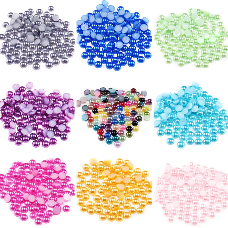 

2MM-14MM Multi-color optional ABS Imitation Pearls Half Round Flatback Resin Pearl Glue on Crafts Diy Decoration Making