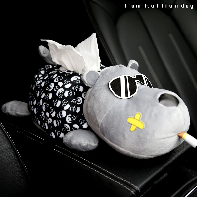 

Creative Car Tissue Box Car Accessories For Girls Women Para Autos Plush Husky Cartoon Animals Dog Napkin Armrest box Chair back