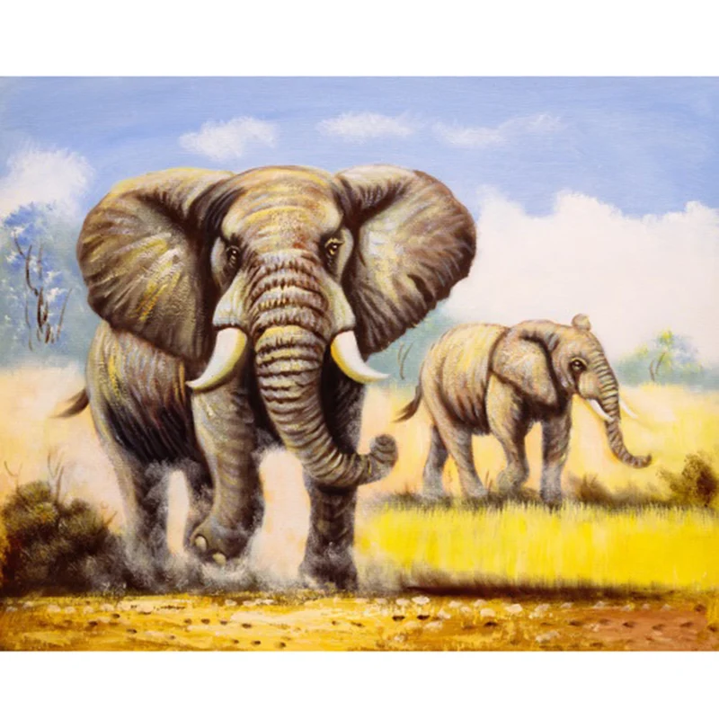 

Diy Diamond Painting Elephant Grass Animal Diamond Round Diamond Decoration Customizable Wall Art Decoration Frameless Style