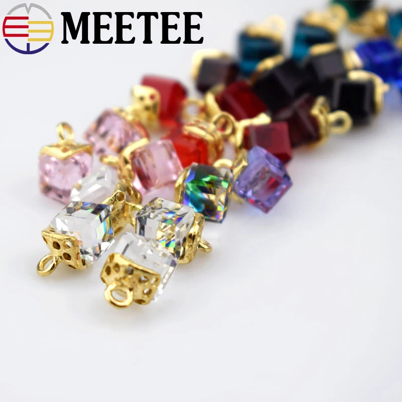 Meetee 10/30 шт. 8 мм * 14 модная Хрустальная стеклянная пуговица металлический стержень