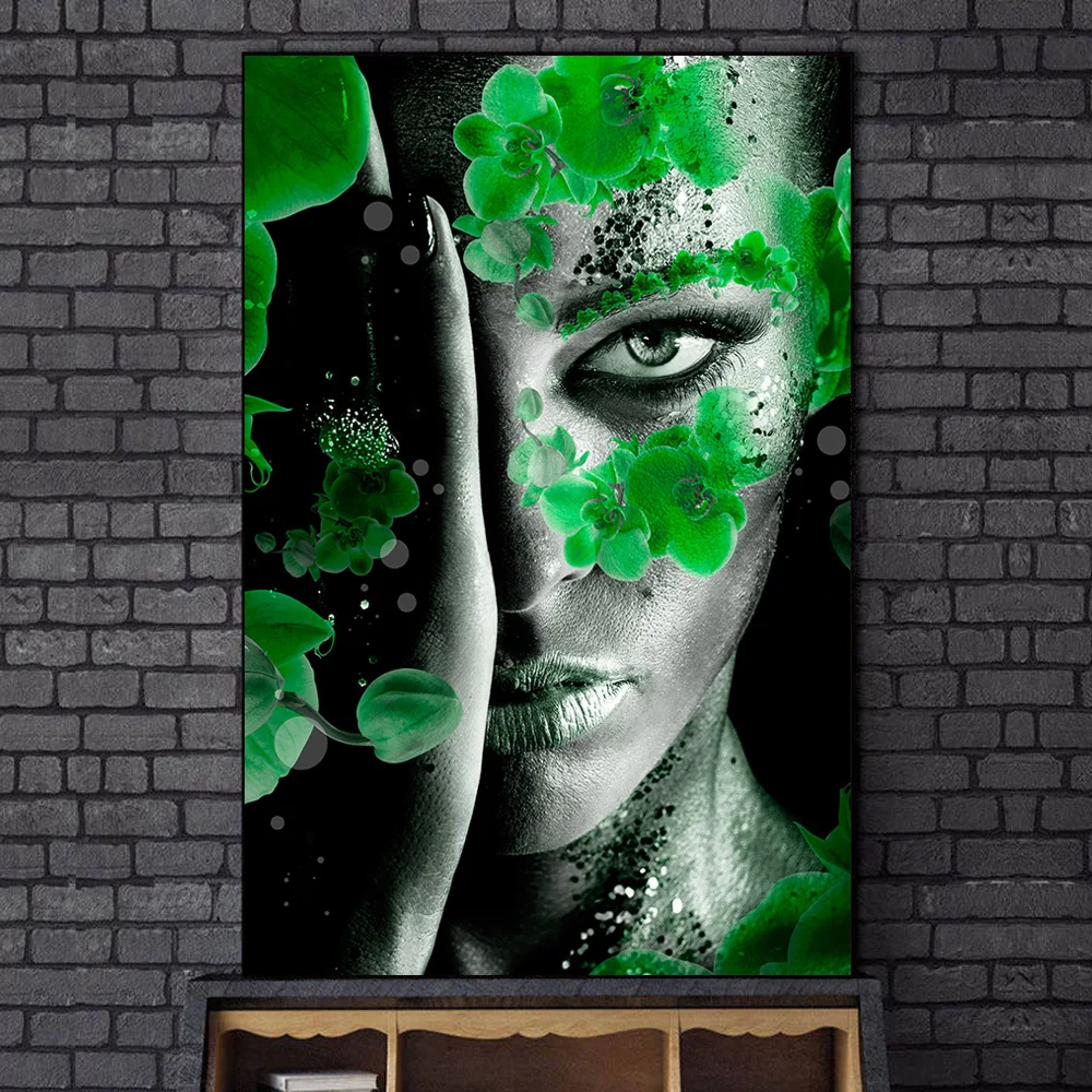 Супер макияж девушка холст фотообои цветы Орхидея искусство