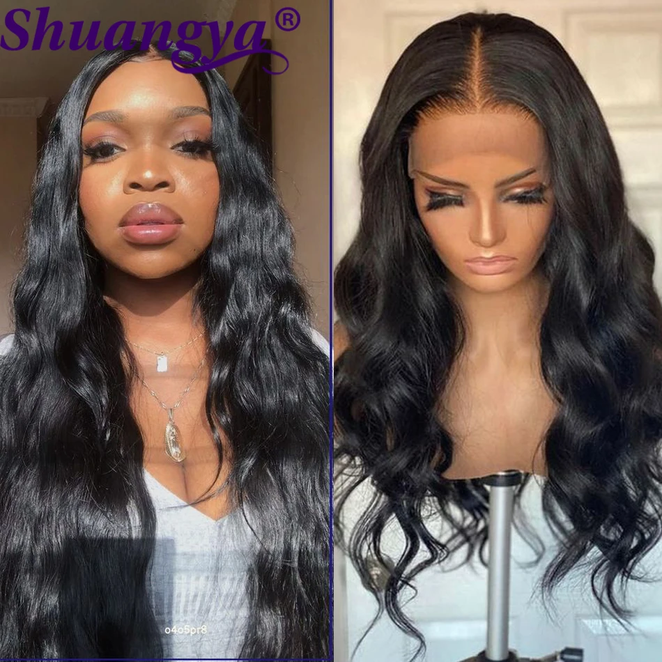 

Body Wave Lace Front Wig Shuangya Hair 5X5 HD Lace Closure Wig Pre Plucked Peruvian Remy Human Hair Lace Wigs for Black Women