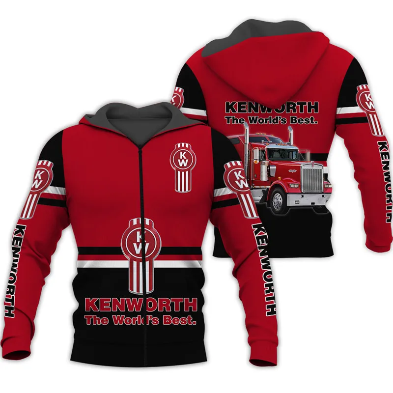 Красный художественный костюм с 3D принтом грузовика на осень и зиму модная