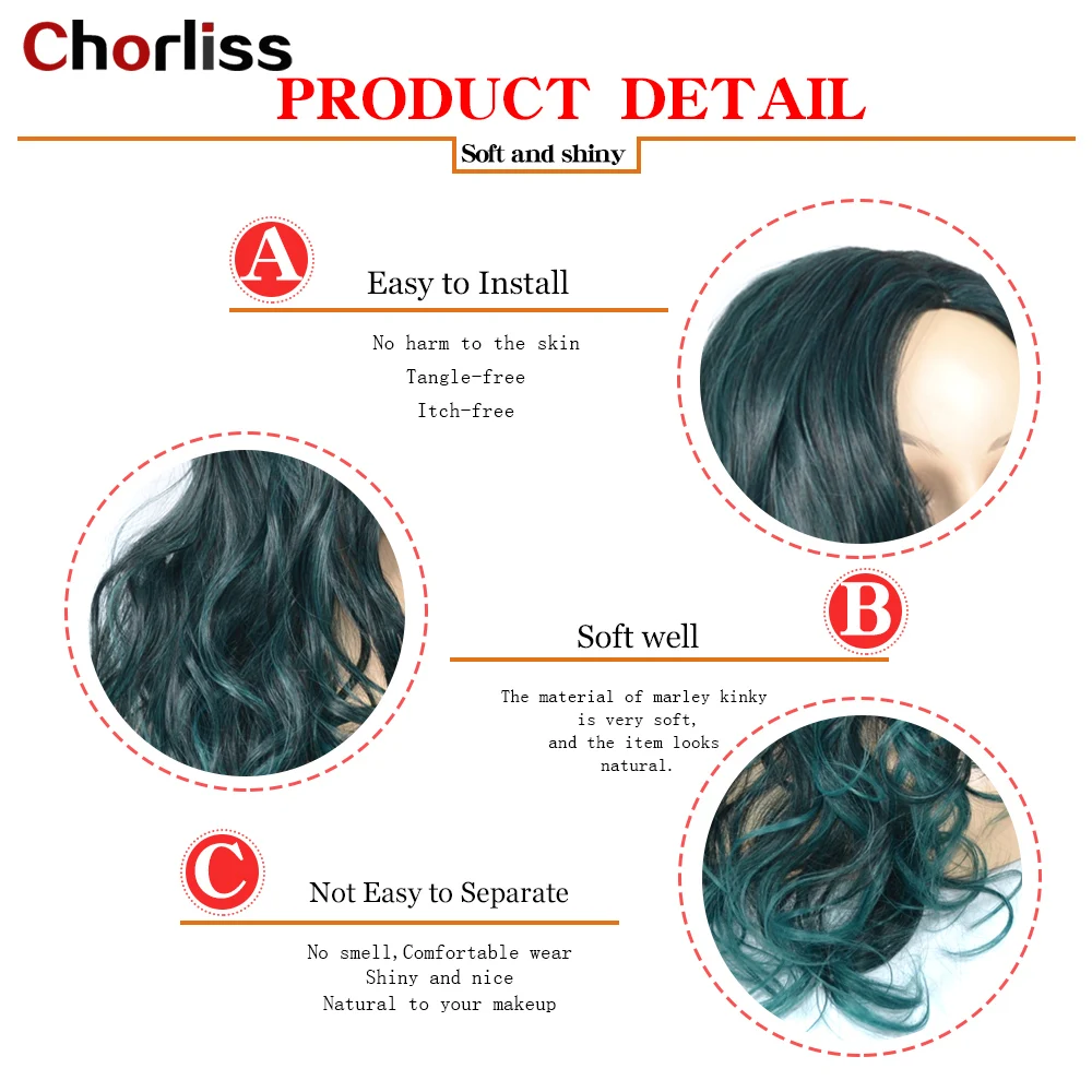 

26" Long Wave Synthetic Dream Green Color Wigs High Temperature Fiber Wigs Natural Middle Part False Hair Afro Women Daily Wear