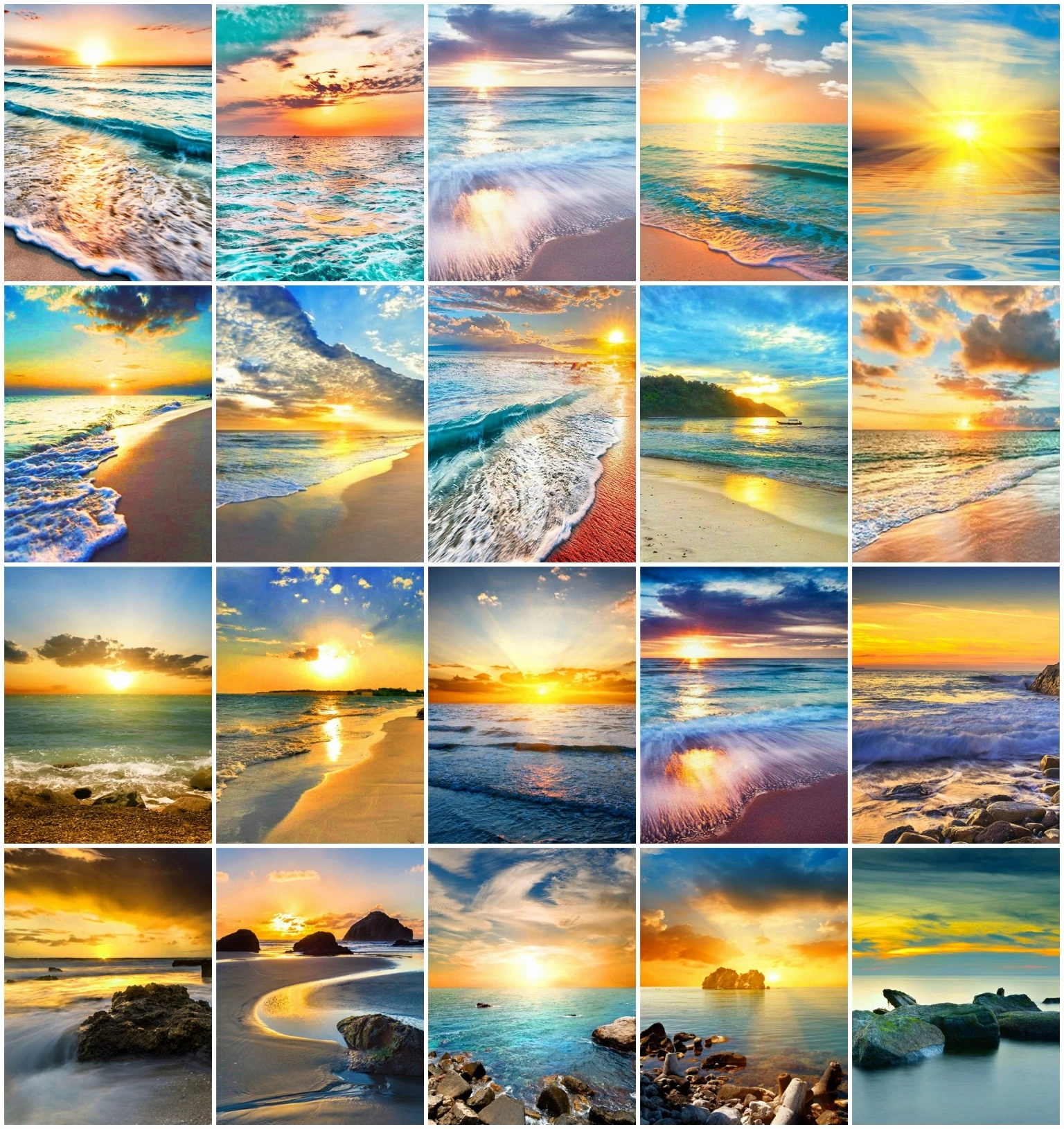 

AZQSD Oil Painting Drawing On Canvas Sunset Seaside On Canvas Handmade Painting By Numbers Landscape Wall Decor Unique Gift