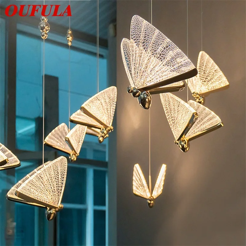 

OUFULA New Nordic Butterfly Chandeliers Pendant Modern Ceiling Lamp Creative Design For Home LED Light