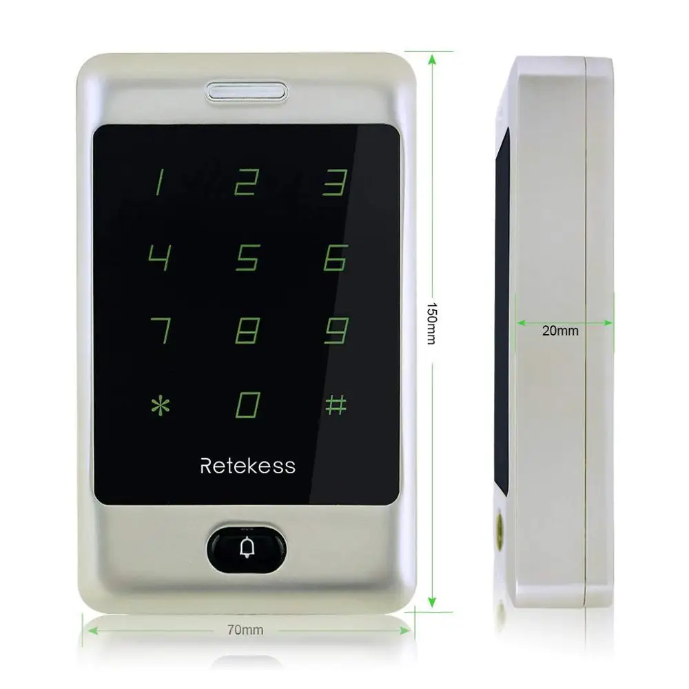 RETEKESS RFID система контроля допуска к двери 12V Сенсорная клавиатура Панель управления доступом 125KHZ KDL металлический чехол Корпус подсветка водонепроницаемый