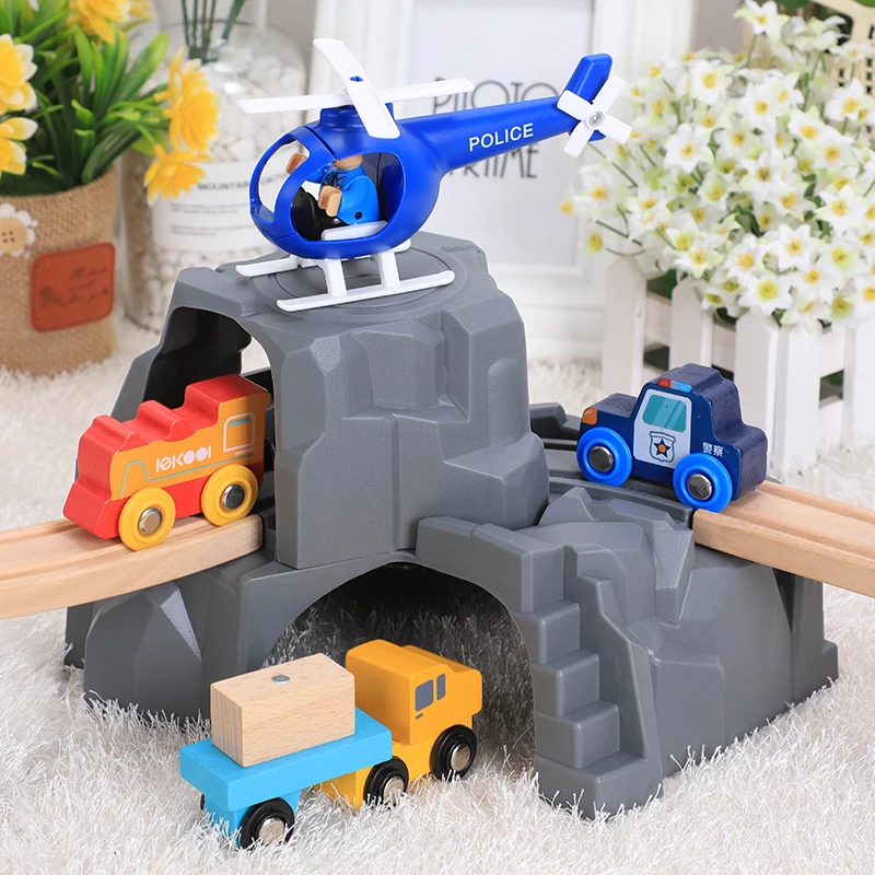 Пластиковый серый двойной туннель деревянная дорожка для поездов аксессуары