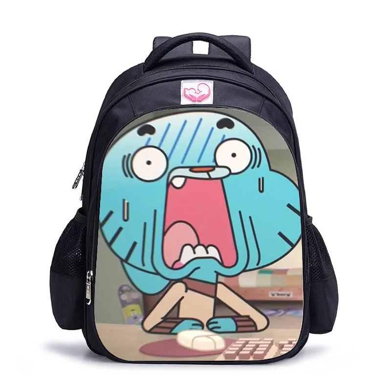 1pc backpack 13 16 дюймов удивительный мир Gumball детские школьные сумки ортопедические школьный рюкзак для детей мальчиков девочек Mochila Infantil мультяшный чехол - Цвет: 1pc backpack 13