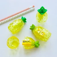 1pc plastic fruit pineapple pencil sharpener with eraser portable pencil sharpeners for office student sharpener stationery tool