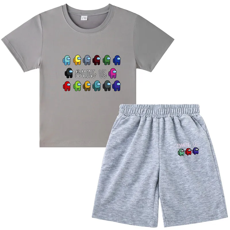 

Among Us costume Kids Summer Cotton T-shirt+ shorts 2pcs Sets Sports Children Suits Boys girls Suit Fashion Children's Clothes