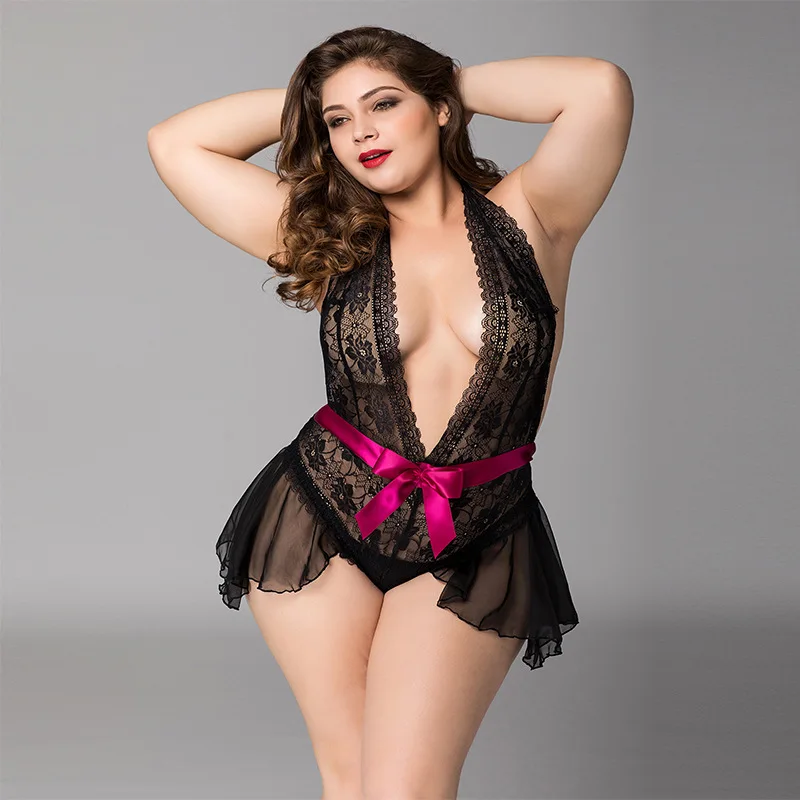 

2020 New large size Sexy perspective temptation Sexy Nightdress sexy lace underwear COSPLAY Uniform