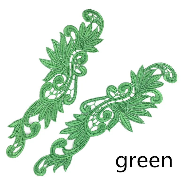 green Zsbszc 5 пар Флуоресцентный цвет цветок кружево аппликация патч Танго костюмы для латинских танцев балетные костюмы платье Декор шитье ремесла DA004 - Цвет: green