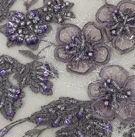purple Винно-персиковый розовый ручной работы аппликация кружевная ткань с бриллиантами и бисером горячая Распродажа продукции высококачественное элегантное классическое кружево - Цвет: purple