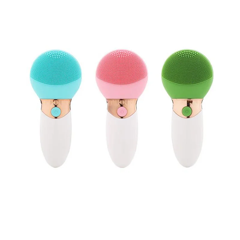 

Ultrasonic Electric Silicone Facial Cleanser Sonic vibration facial pore cleansing Double-sided dry battery washable