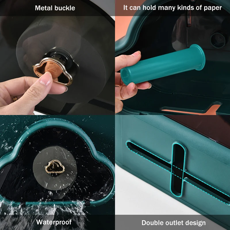 

PunchFree SelfAdhesive Waterproof WallMounted Toilet Tissue Box Cover Multifunction Bathroom Storage Organizer Paper Holder