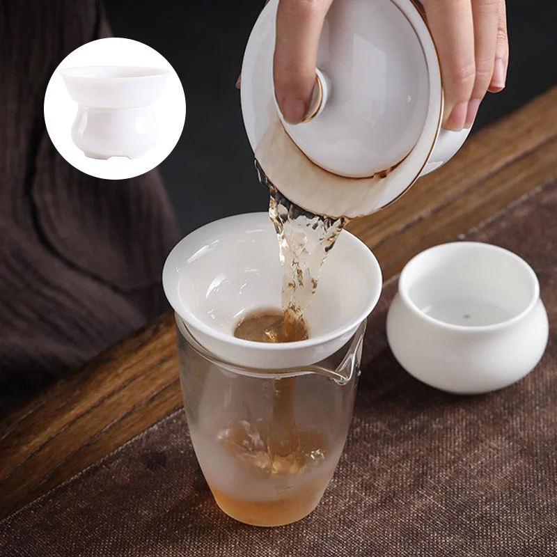 Белый полностью керамический ситечко для чая фильтр наполнения китайского Gongfu