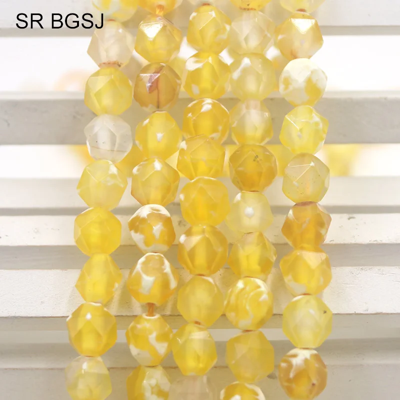 Бесплатная доставка SR 8 мм граненый круглый полигональный желтый огненный агат
