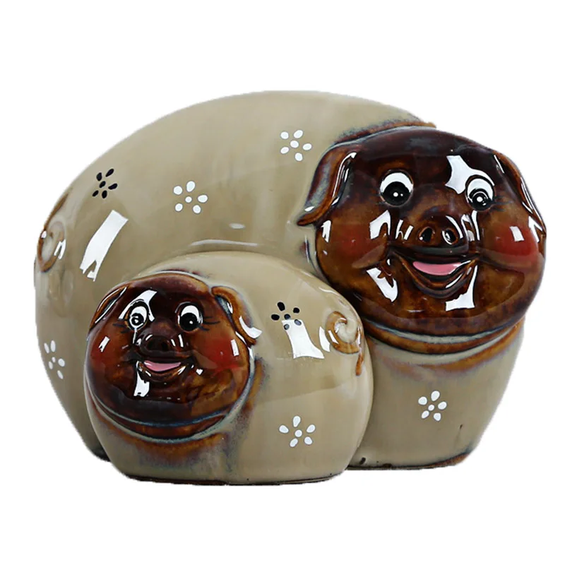 

Statues Sculptures Cute Pig Ceramic Statue Animal Sculpture Pig Set Home Decoration Crafts Mascot Wedding Birthday Gifts Drop LC