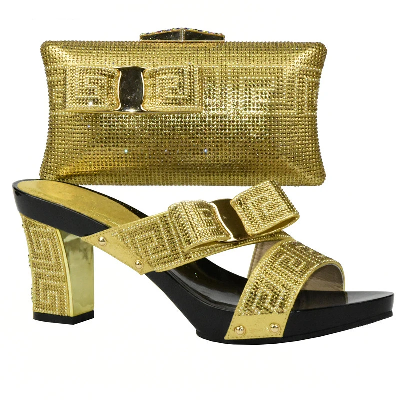 Women Shoes and Bag Set In Italy Black Color African Italian Sets Decorated with Rhinestone Nigerian | Обувь