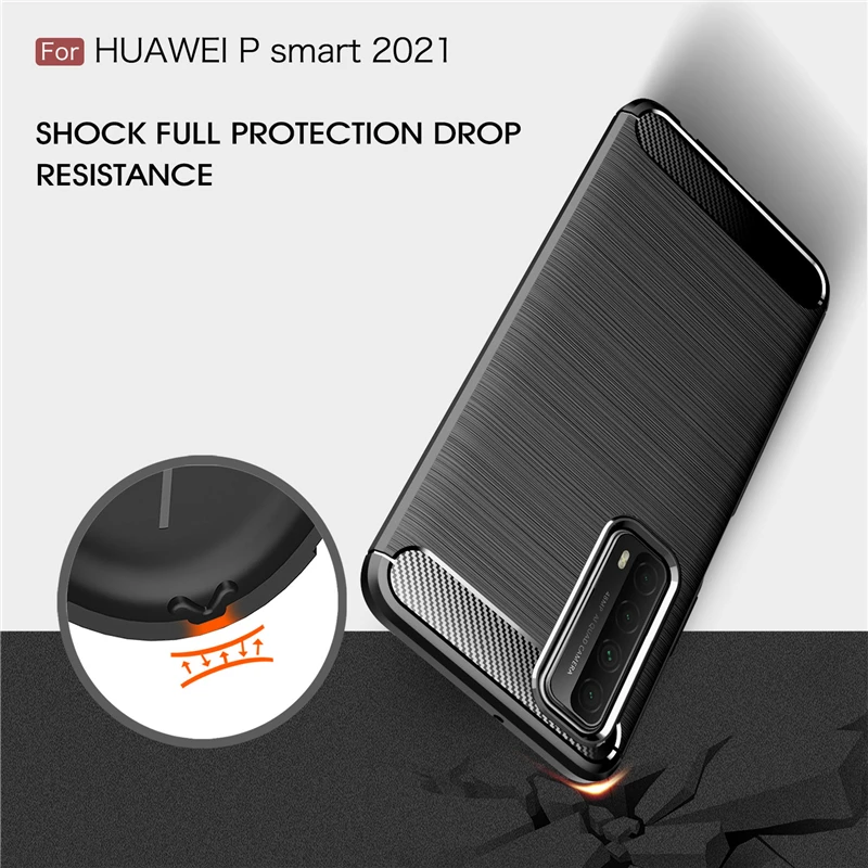 for huawei p smart 2021 case carbon fiber anti knock shockproof soft case for huawei p smart 2021 cover for huawei p smart 2020 free global shipping