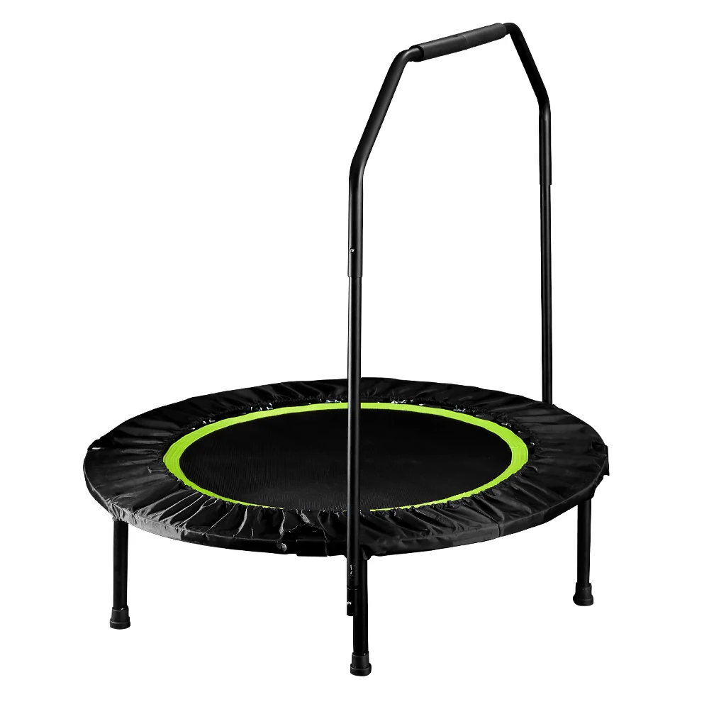 

New 42 Inch Exercise Fitness Trampoline With Handrail Adults Kids Home Indoor Gym Cardio Jump Stability Training Tool