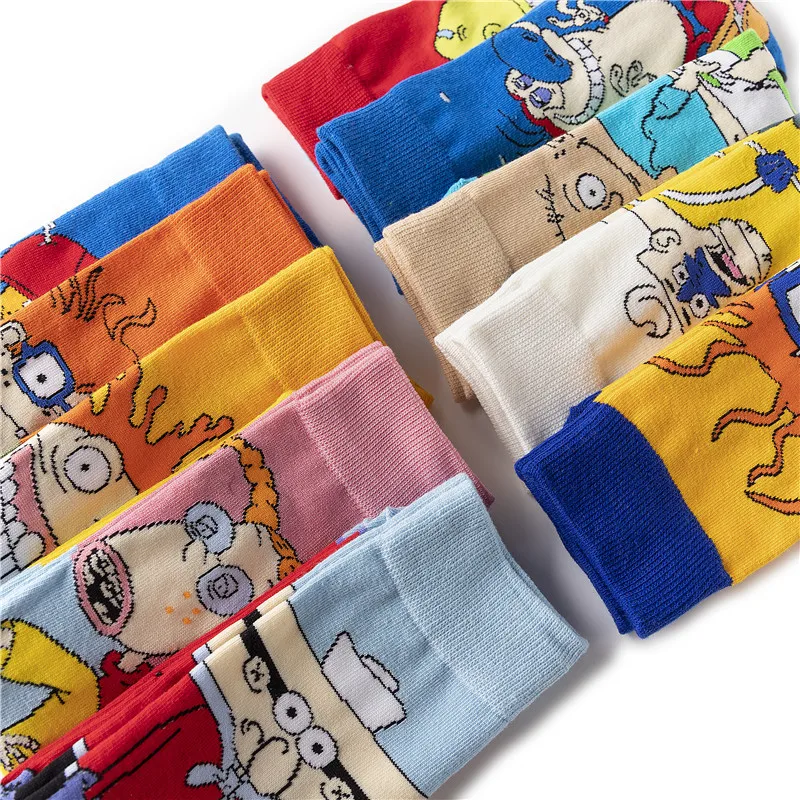 P4262 1 pair Dinosaur Personalise Reptar Men Cotton Socks Clown Famous Horror Movie Socks Unisex Funny Novelty Socks