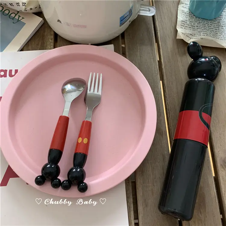 Korea Ins Cartoon Cute Shape Fork Spoon Tableware Set Student Portable Dinner Forks and | Дом и сад