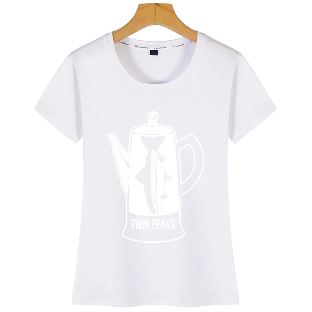 Топы Футболка женская Твин Пикс рыба Перколятор хлопок Пита КОО повседневная