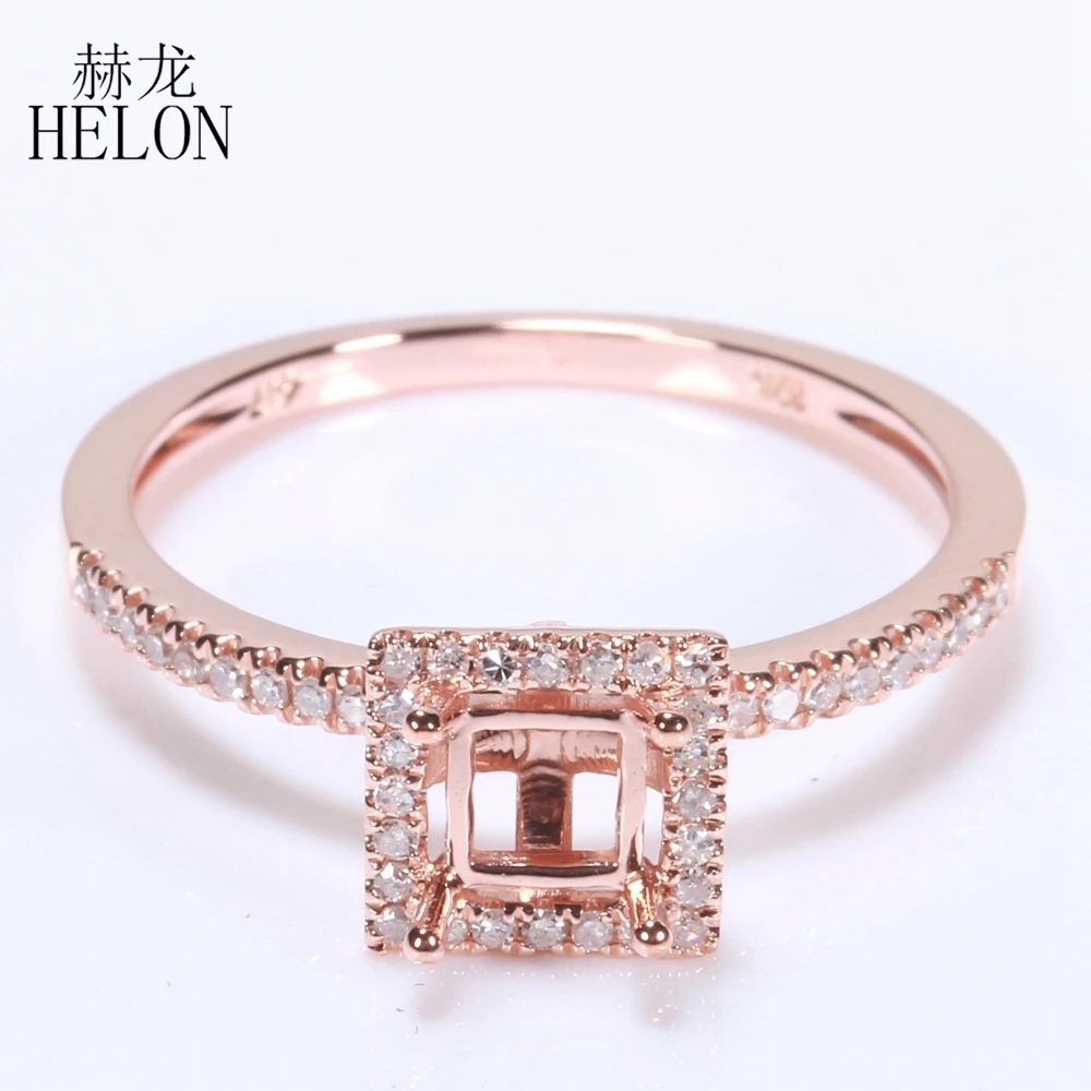 

HELON 4 мм-4,5 мм однотонное 10k розовое золото 0.2ct натуральные бриллианты полукрепление обручальное кольцо для женщин ювелирные изделия лучший п...