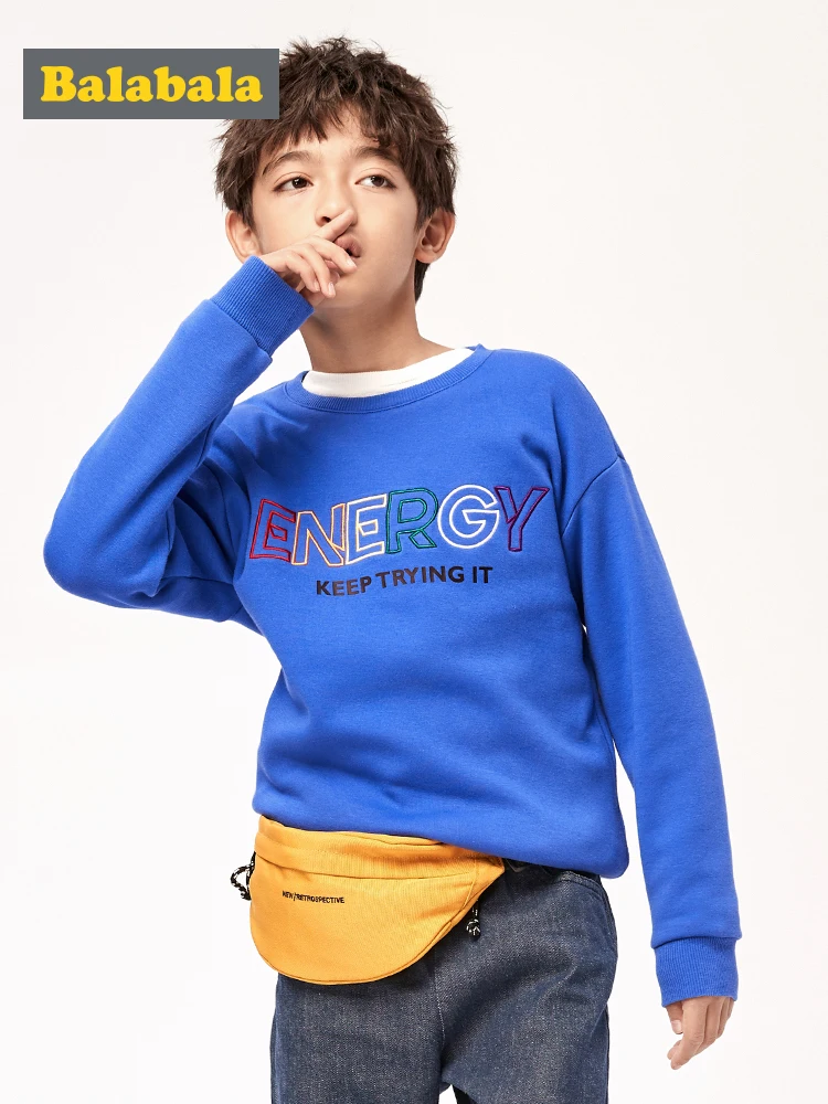 Balabala Children plus velvet sweatershirt boys autumn and winter 2019 new big children hoodies fashion warm | Детская одежда и