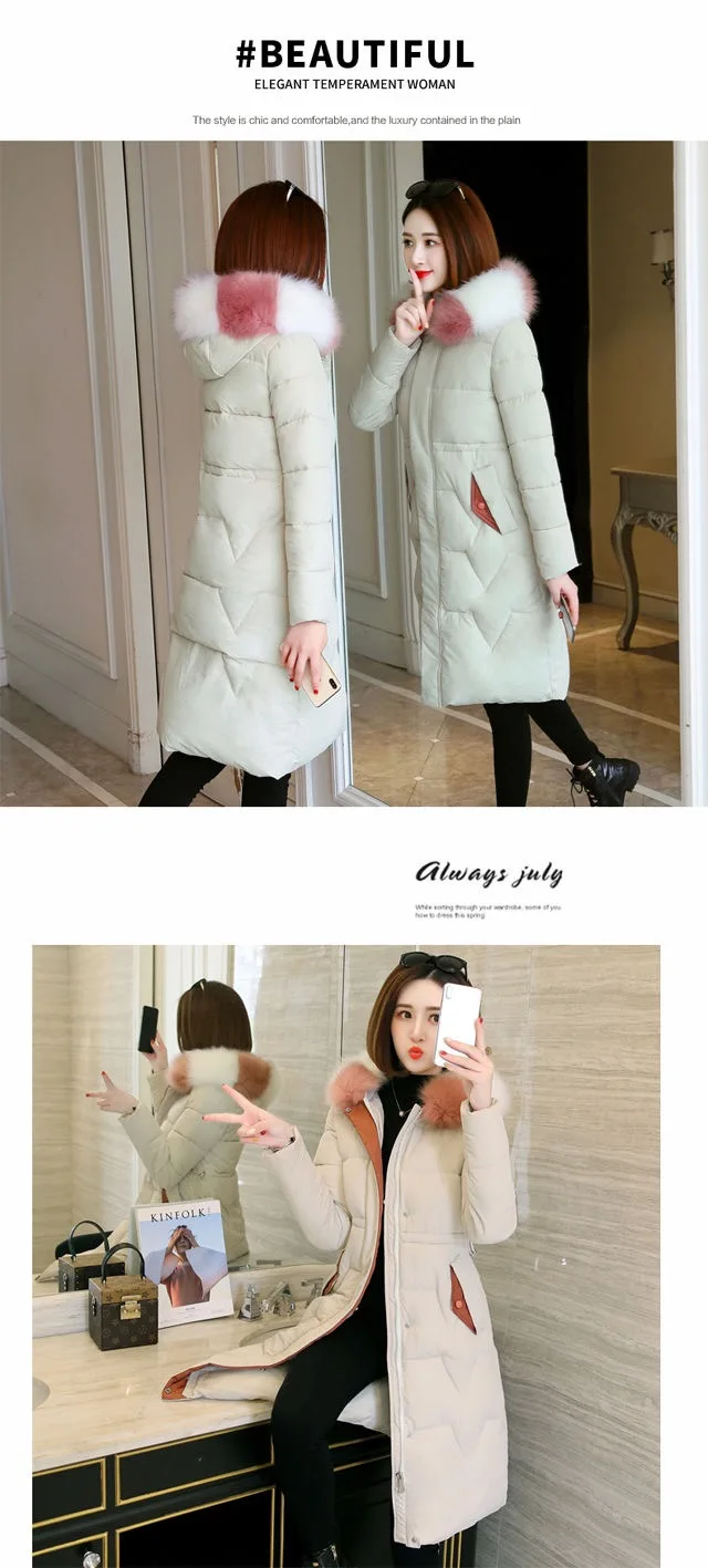 Vangull Parka женские зимние пальто длинные хлопковые повседневные меховые куртки с капюшоном женские толстые теплые зимние парки Женские приталенные пальто