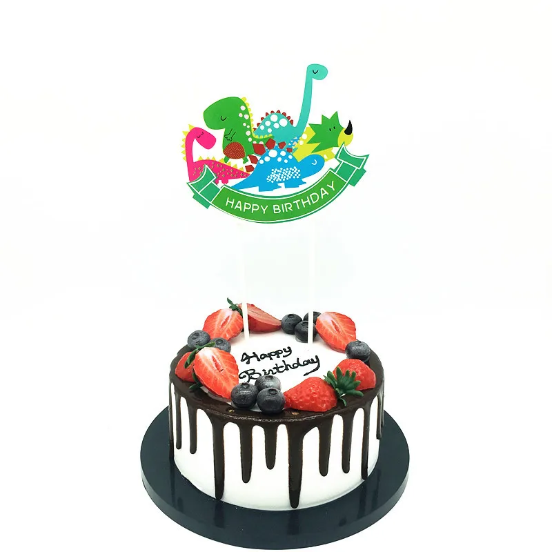 

1set/pack Dinosaur Theme Baby Shower Party Cake Flags Decoration Happy Birthday Party Boys Favors Cupcake Toppers