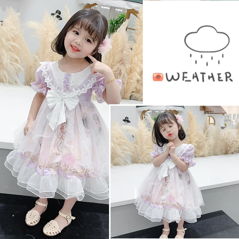 

Милое Платье в стиле «лолита», кружевное мягкое платье с бантом в стиле ретро для девочек, милое детское/Детское платье в викторианском стил...