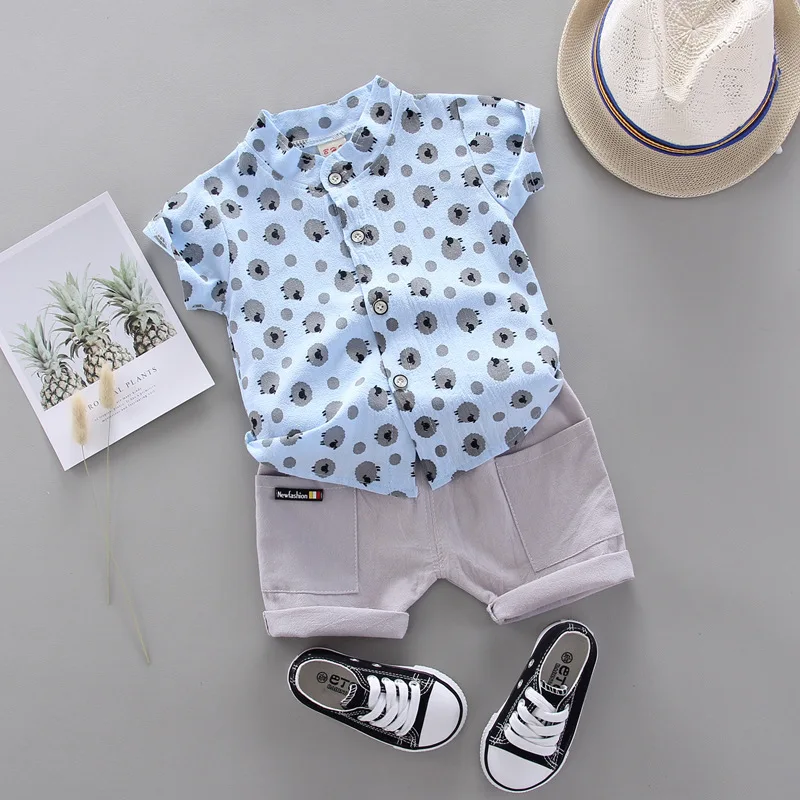 2020 Boys Clothing Summer Cotton Casual Baby Boy Short Sleeve Set T-shirt + shorts 2 pieces kids suit |